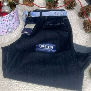 Bandolino Dark Blue Stretch Jeans with Light Blue Studded Belt